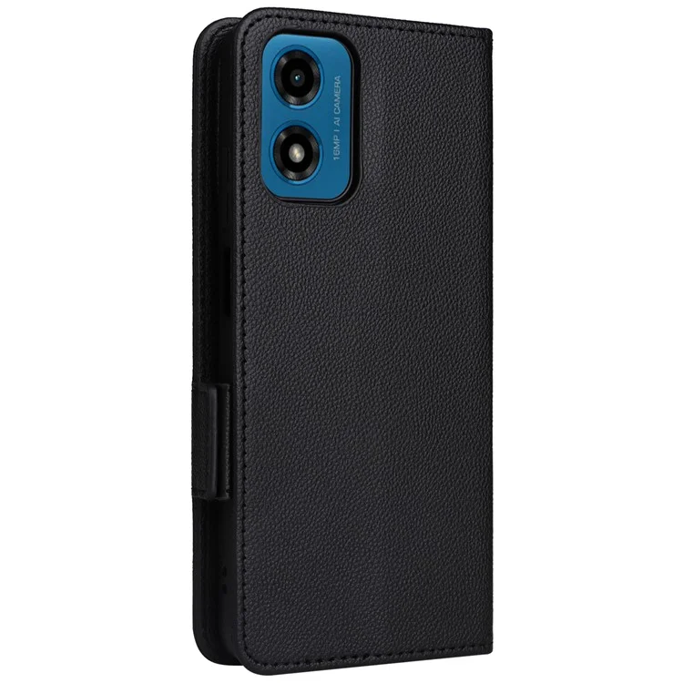 Para Motorola Moto G04 4G / G04s 4G / G24 4G / G24 Power / E14 4G Funda Billetera de Piel Funda de Teléfono Móvil con Correa - Negro