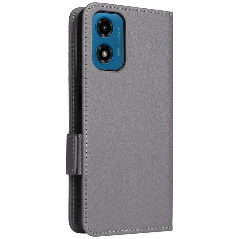 For Motorola Moto G04 4G / G04s 4G / G24 4G / G24 Power / E14 4G Case Wallet Leather Cell Phone Cover with Strap - Grey