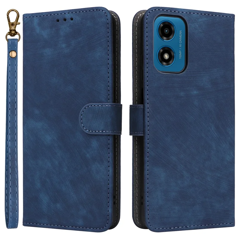 For Motorola Moto G04 4G / G04s 4G / G24 4G / G24 Power / E14 4G Case RFID Blocking Flip Folio Leather Phone Cover - Blue