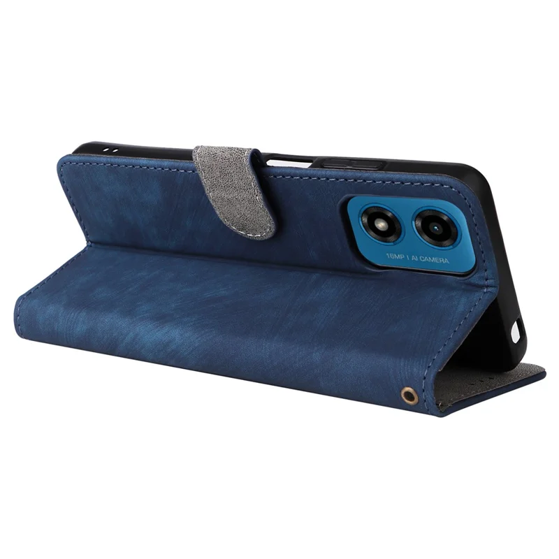 For Motorola Moto G04 4G / G04s 4G / G24 4G / G24 Power / E14 4G Case RFID Blocking Flip Folio Leather Phone Cover - Blue