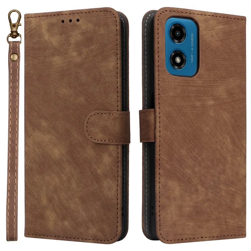 For Motorola Moto G04 4G / G04s 4G / G24 4G / G24 Power / E14 4G Case RFID Blocking Flip Folio Leather Phone Cover - Brown