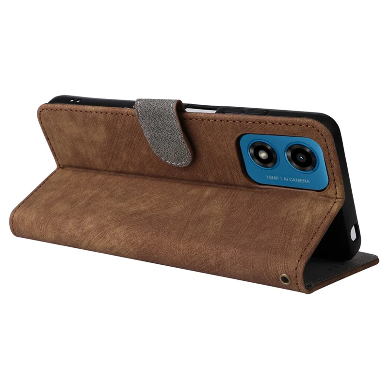 For Motorola Moto G04 4G / G04s 4G / G24 4G / G24 Power / E14 4G Case RFID Blocking Flip Folio Leather Phone Cover - Brown