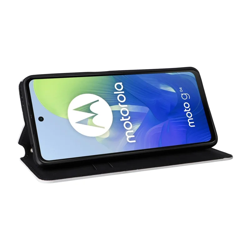 For Motorola Moto G04 4G / G04s 4G / G24 4G / G24 Power / E14 4G Case Leather Flip Wallet Phone Cover - Silver