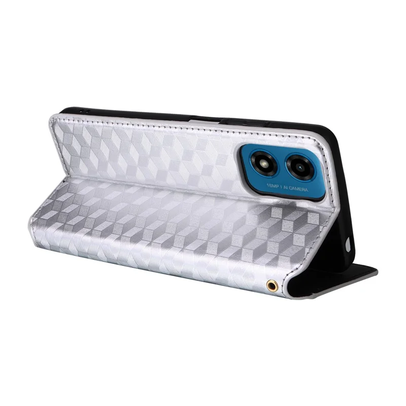 For Motorola Moto G04 4G / G04s 4G / G24 4G / G24 Power / E14 4G Case Leather Flip Wallet Phone Cover - Silver
