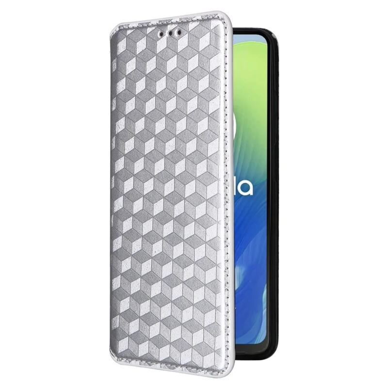 For Motorola Moto G04 4G / G04s 4G / G24 4G / G24 Power / E14 4G Case Leather Flip Wallet Phone Cover - Silver