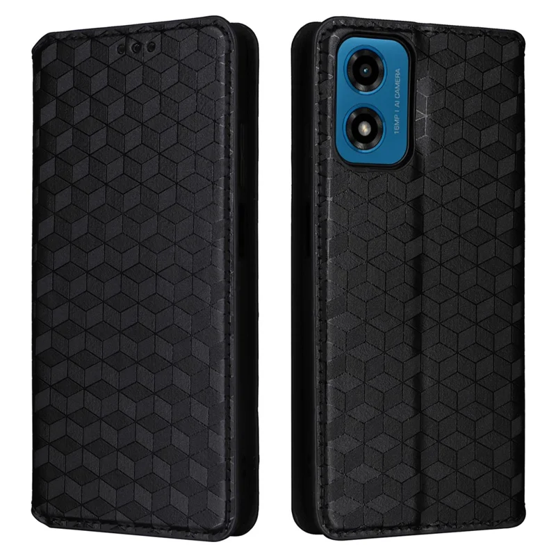 Für Motorola Moto G04 4G / G04s 4G / G24 4G / G24 Power / E14 4G Hülle Leder Flip Wallet Handyhülle - Schwarz
