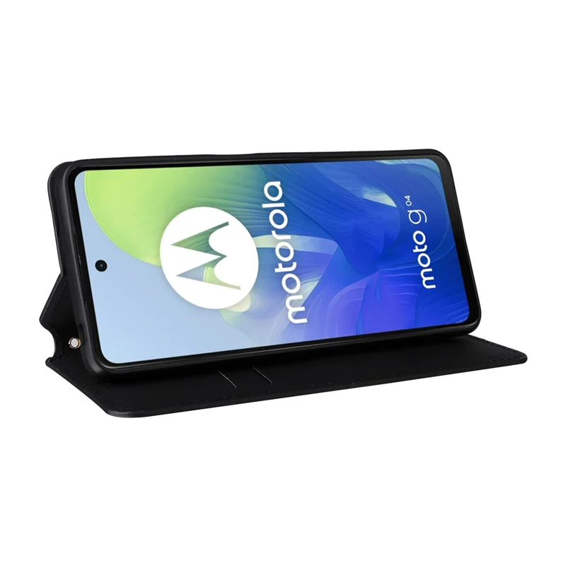 Für Motorola Moto G04 4G / G04s 4G / G24 4G / G24 Power / E14 4G Hülle Leder Flip Wallet Handyhülle - Schwarz