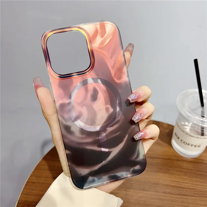 For iPhone 14 Pro Max Case Compatible with MagSafe Ink Painting IMD Phone Cover - Black