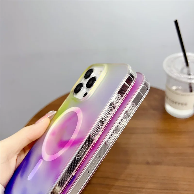 For iPhone 14 Pro Max Case Compatible with MagSafe Ink Painting IMD Phone Cover - Black