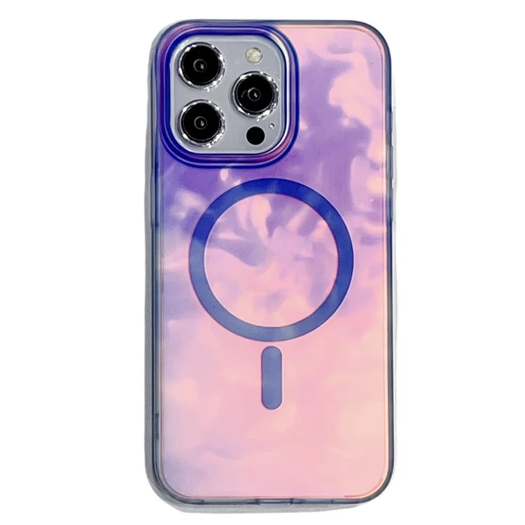 For iPhone 15 Pro Ink Painting Case IMD Phone Cover Compatible with MagSafe - Blue