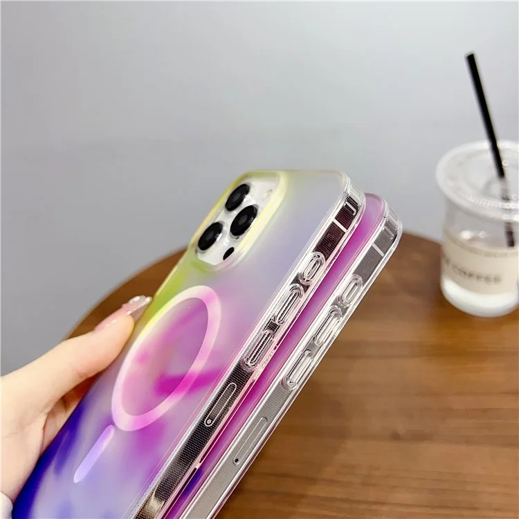 For iPhone 15 Pro Ink Painting Case IMD Phone Cover Compatible with MagSafe - Blue