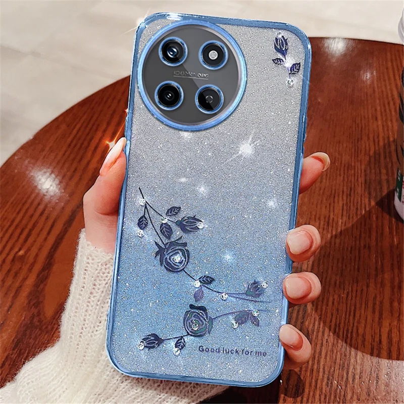 KADEM For Realme 11 4G (159.9x73.3x7.95mm) Phone Cover Gradient Flower Decor TPU Back Case - Blue