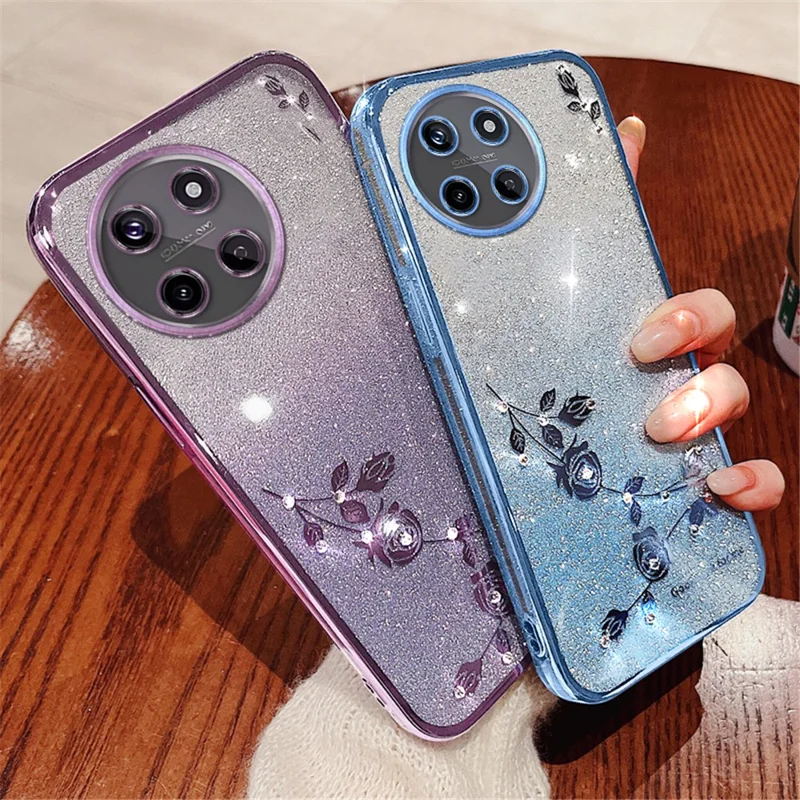 KADEM For Realme 11 4G (159.9x73.3x7.95mm) Phone Cover Gradient Flower Decor TPU Back Case - Blue