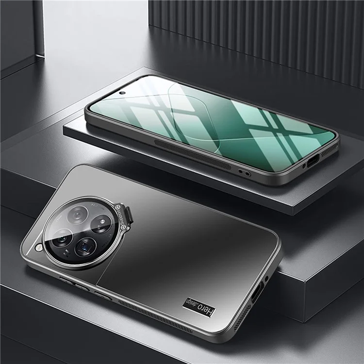 Für OnePlus 12 5G Rückseite mit Linse Ständer TPU + PC Handyhülle - Schwarz