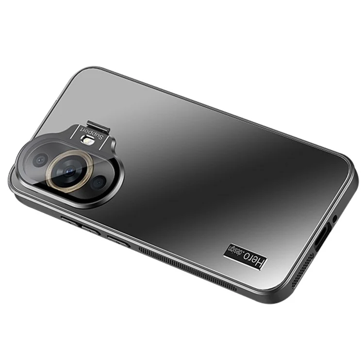 Para Huawei nova 11 Pro Case Capa traseira à prova de choque TPU+PC com suporte para lente - Preto
