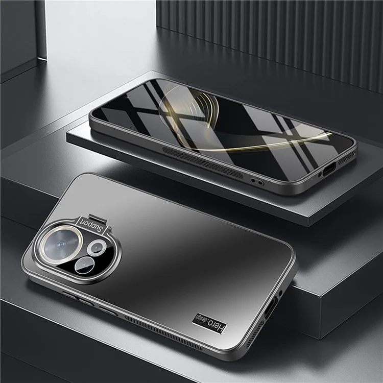 Para Huawei nova 11 Pro Case Capa traseira à prova de choque TPU+PC com suporte para lente - Preto