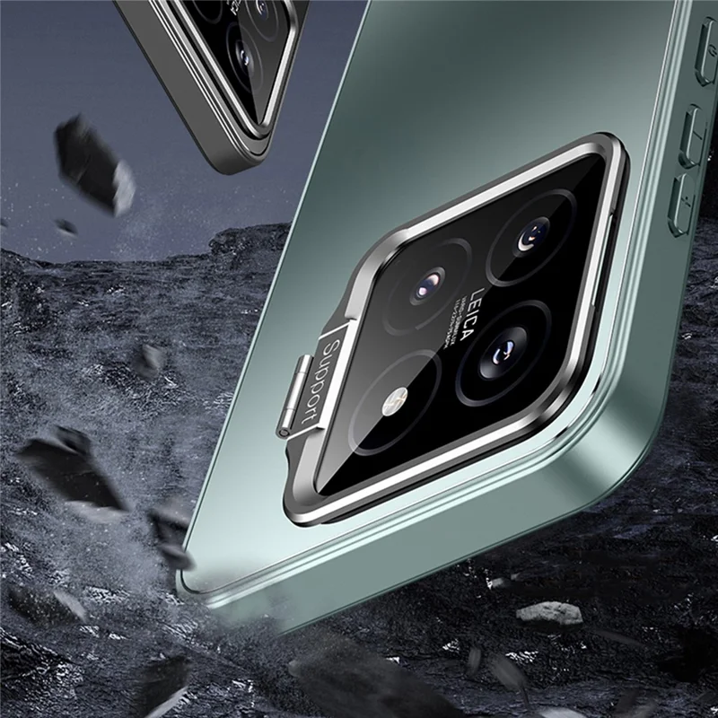 For Xiaomi 13 Pro 5G Back Case with Lens Kickstand TPU+PC Anti-scratch Phone Cover - Cyan