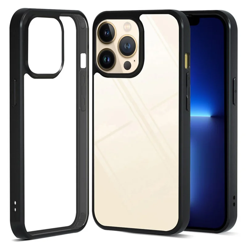 IBMRS til iPhone 13 Pro Max bagsidebeskytter TPU+PC stødfast telefonbeskytter - Transparent sort