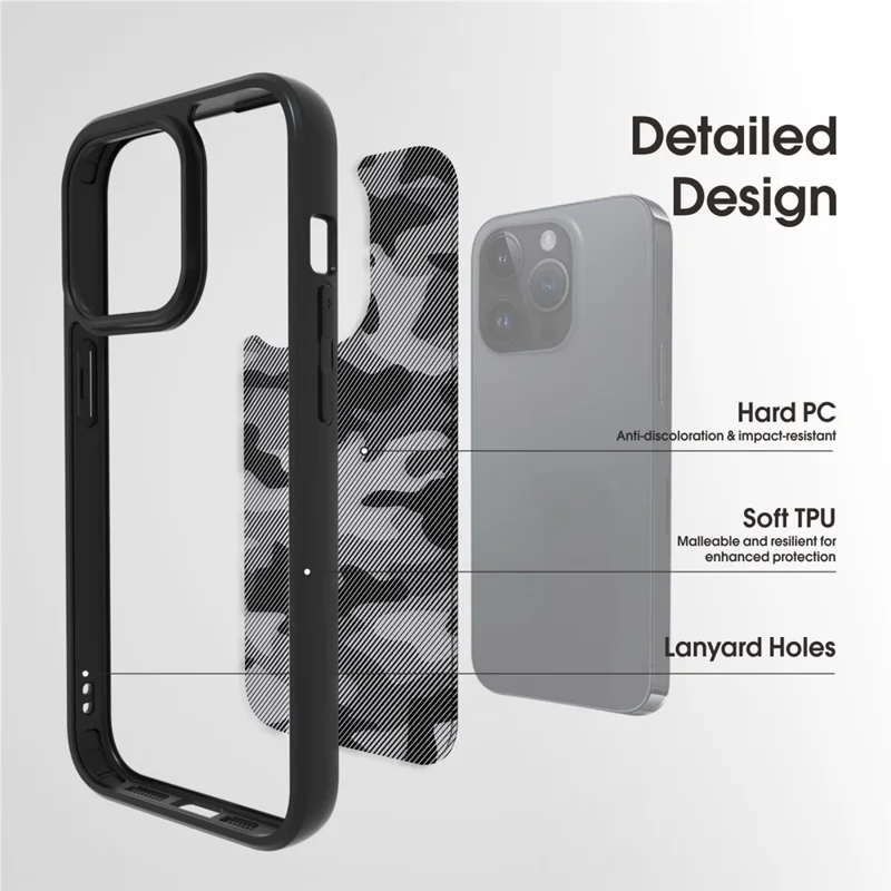 IBMRS For iPhone 13 Pro Max Back Case TPU+PC Shockproof Phone Cover Protector - Grid Camouflage