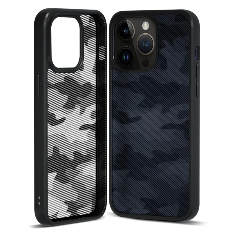IBMRS Para Caixa de Telefone iPhone 14 Pro Caso Resistente a Choques TPU+PC Capa Protetora - Grade Camuflagem
