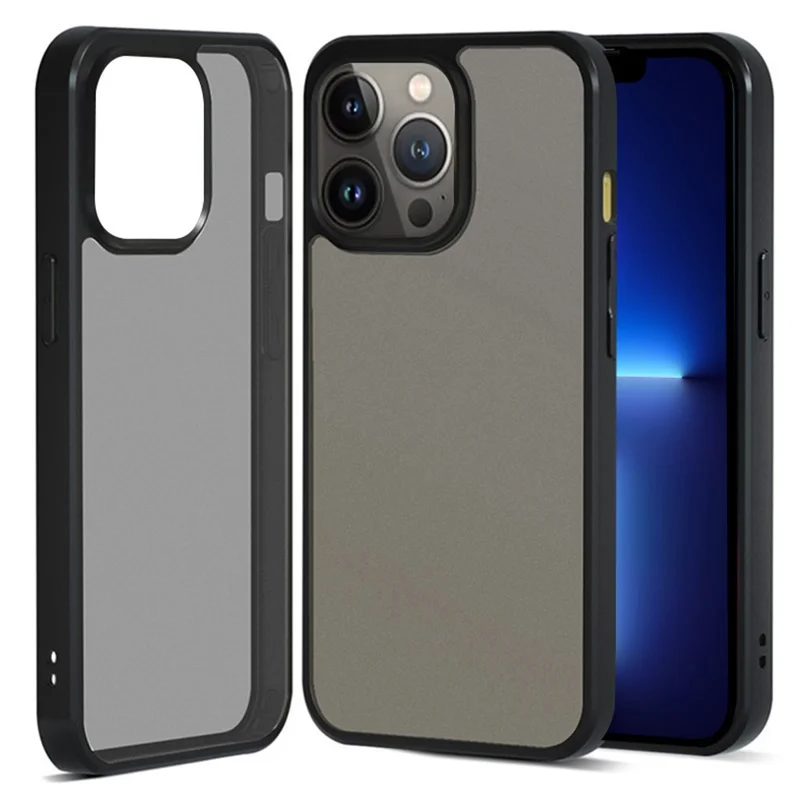 IBMRS For iPhone 13 Pro Phone Case TPU+PC Anti-slip Mobile Phone Back Cover - Matte Black