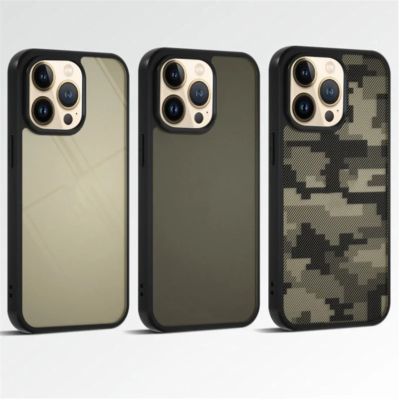 IBMRS For iPhone 13 Pro Phone Case TPU+PC Anti-slip Mobile Phone Back Cover - Matte Black