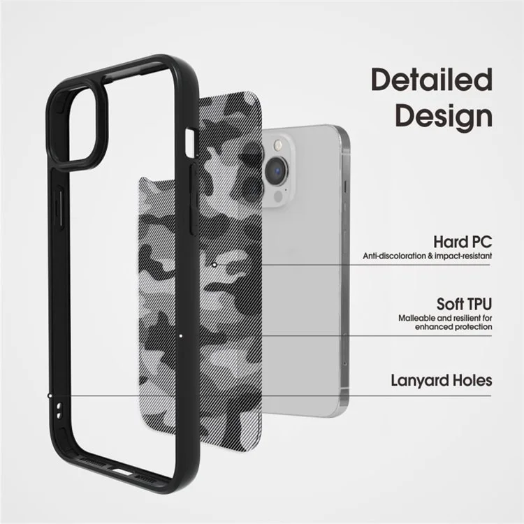 IBMRS For iPhone 14 Back Case TPU+PC Mobile Phone Cover Shockproof Protector - Matte Black