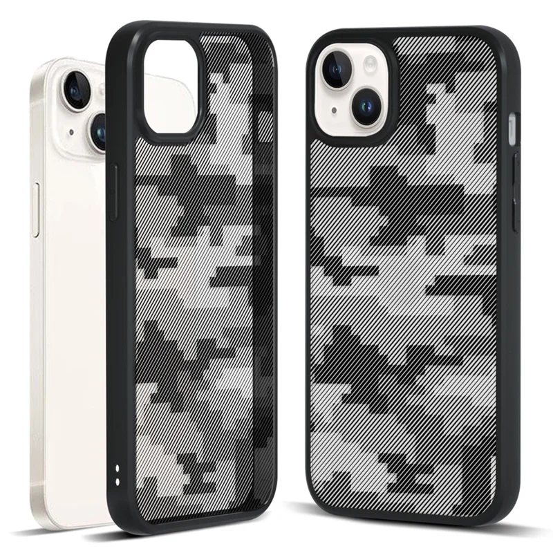IBMRS For iPhone 15 Back Case Anti-scratch TPU+PC Mobile Phone Cover - Grid Camouflage