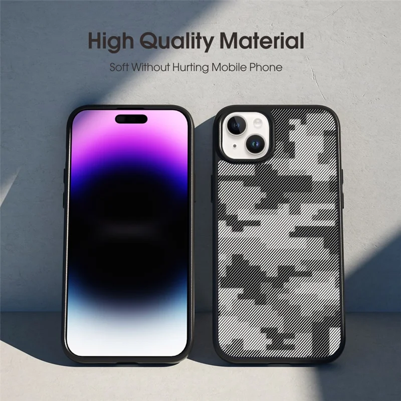 IBMRS For iPhone 15 Back Case Anti-scratch TPU+PC Mobile Phone Cover - Grid Camouflage