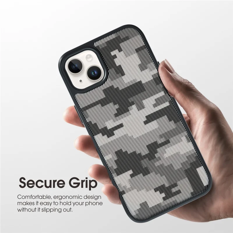 IBMRS For iPhone 15 Back Case Anti-scratch TPU+PC Mobile Phone Cover - Grid Camouflage