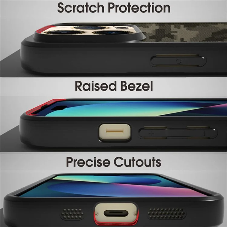IBMRS For iPhone 15 Pro Case TPU+PC Anti-slip Shockproof Phone Back Cover - Camouflage