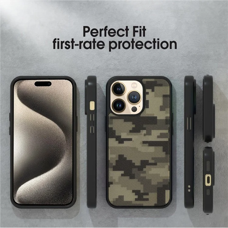 IBMRS For iPhone 15 Pro Case TPU+PC Anti-slip Shockproof Phone Back Cover - Camouflage