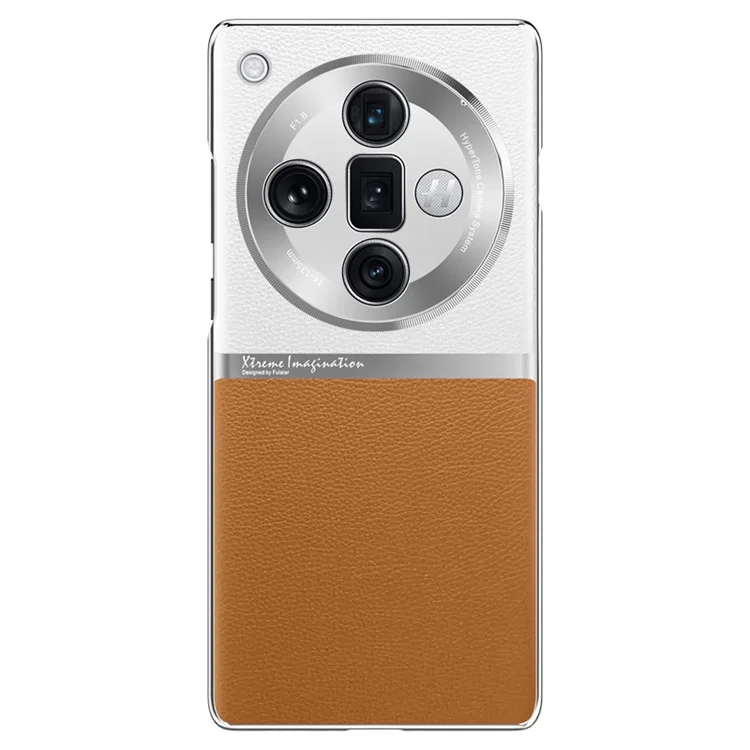 Для Oppo Find X7 5G чехол ПУ + акрил + ПК Защита от отпечатков пальцев Задняя крышка телефона - Белый / Коричневый