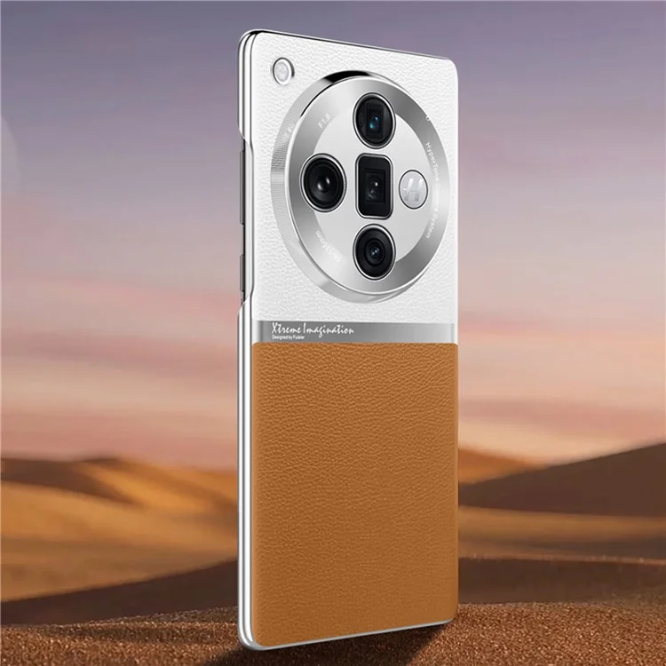 Для Oppo Find X7 5G чехол ПУ + акрил + ПК Защита от отпечатков пальцев Задняя крышка телефона - Белый / Коричневый