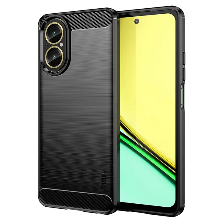 MOFI JK TPU Series-1 For Realme C67 4G TPU Case Brushed Carbon Fiber Texture Phone Cover - Black