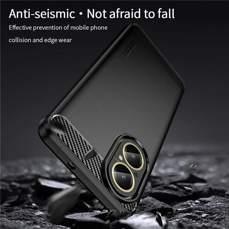 MOFI JK TPU Series-1 For Realme C67 4G TPU Case Brushed Carbon Fiber Texture Phone Cover - Black