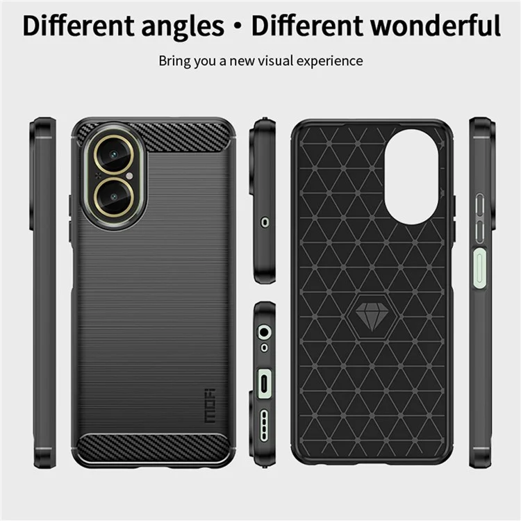 MOFI JK TPU Series-1 For Realme C67 4G TPU Case Brushed Carbon Fiber Texture Phone Cover - Black