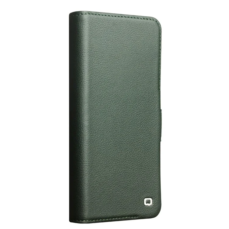 QIALINO Per Samsung Galaxy S24 Custodia Magnetica in Vera Pelle Bovina a Prova di Caduta - Verde
