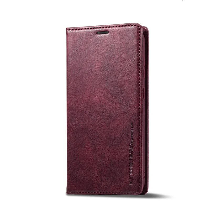 LC.IMEEKE For Samsung Galaxy S24+ Leather Case RFID Blocking Card Slots Phone Cover - Red