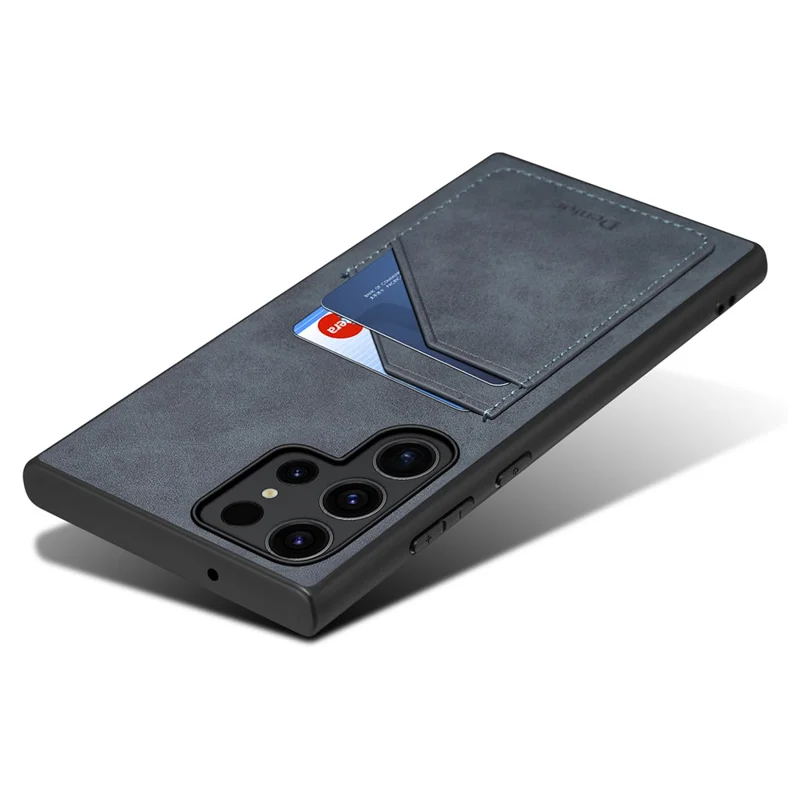 DENIOR For Samsung Galaxy S24 Ultra Case Retro Style 2 Card Holders Phone Back Cover - Grey