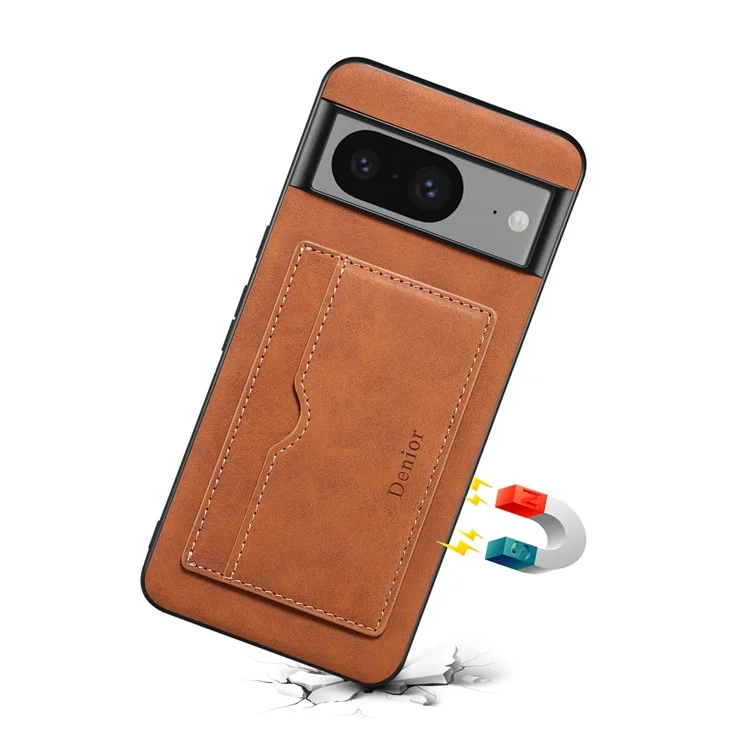 DENIOR для чехла Google Pixel 8 Retro Leather+TPU+PC Card Holder Phone Cover - Коричневый