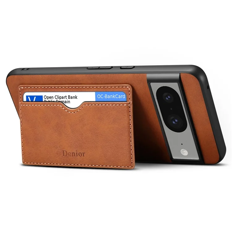DENIOR для чехла Google Pixel 8 Retro Leather+TPU+PC Card Holder Phone Cover - Коричневый