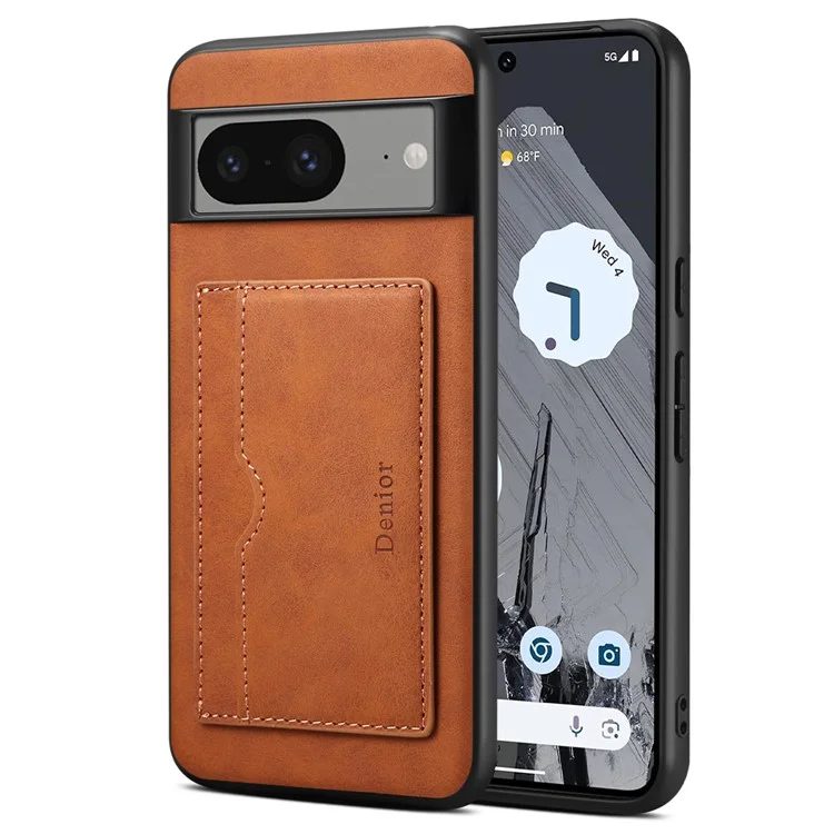 DENIOR для чехла Google Pixel 8 Retro Leather+TPU+PC Card Holder Phone Cover - Коричневый