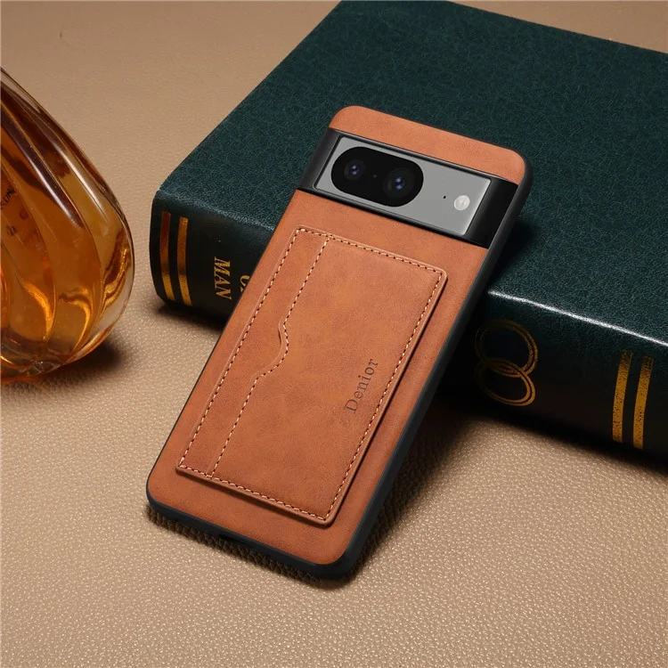 DENIOR для чехла Google Pixel 8 Retro Leather+TPU+PC Card Holder Phone Cover - Коричневый