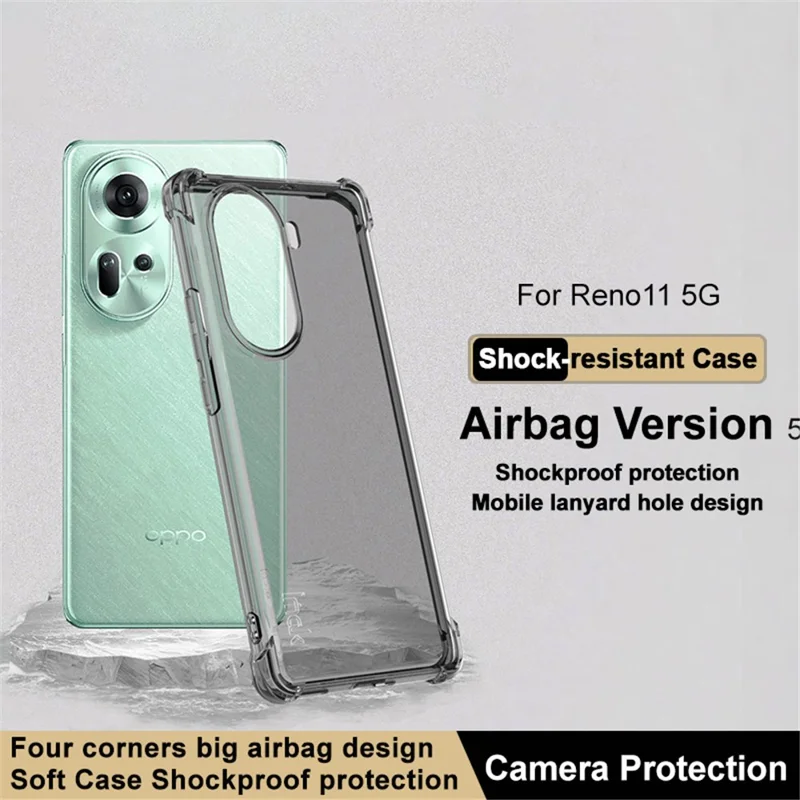 IMAK Case for Oppo Reno11 5G (Global) Shell TPU Airbag Protection Phone Cover - Transparent Black