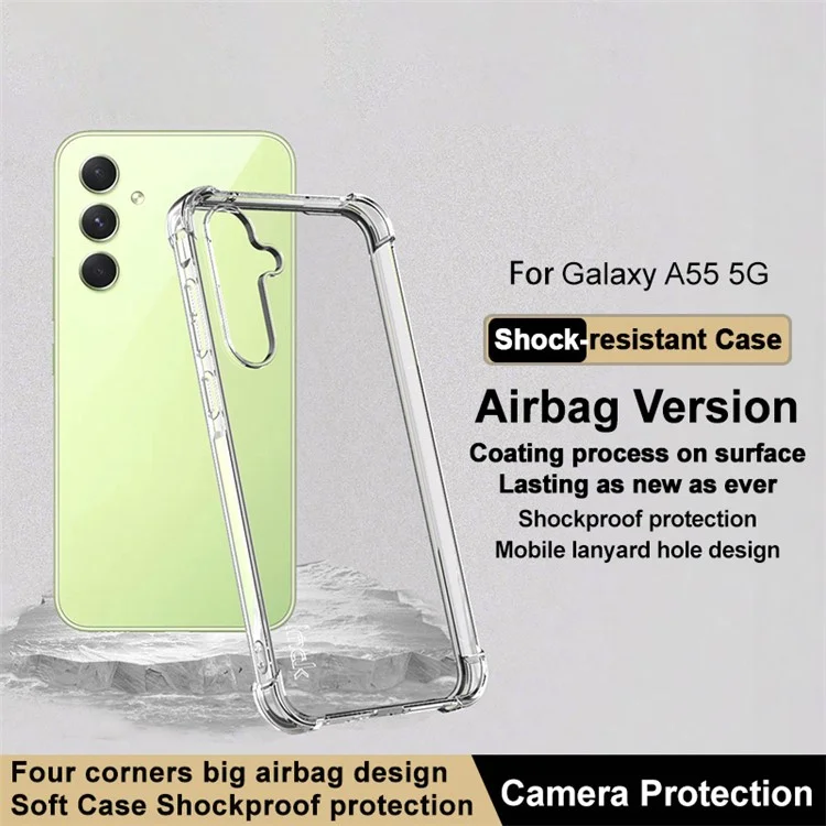 IMAK For Samsung Galaxy A55 5G Cell Phone Case TPU Airbag Design Cover - Transparent