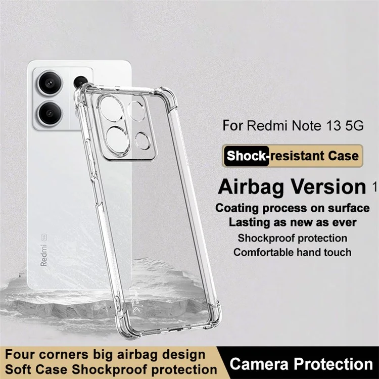 IMAK For Xiaomi Redmi Note 13 5G Case Drop-resistant TPU Phone Protective Cover - Transparent