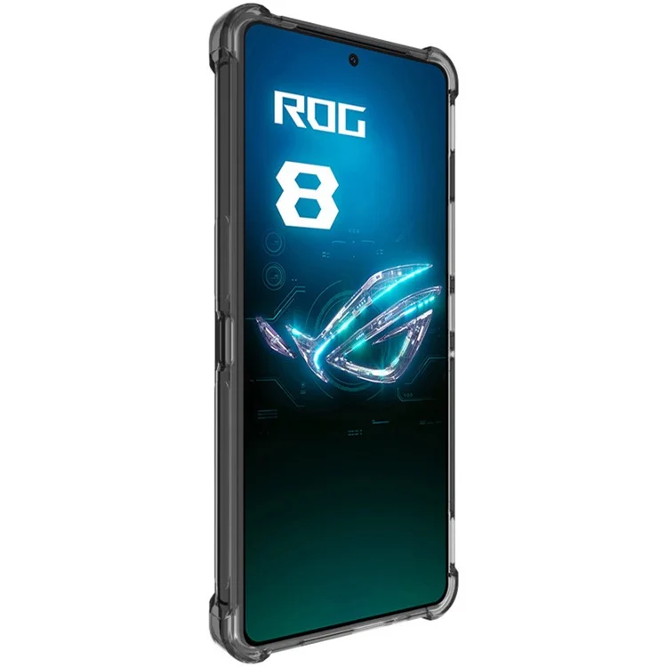 IMAK per Asus ROG Phone 8 5G / Phone 8 Pro 5G Custodia TPU a prova di caduta - Copertura protettiva per telefono trasparente nera