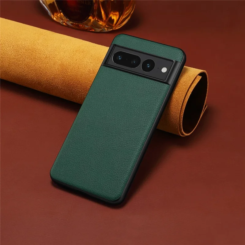For Google Pixel 7 Pro 5G Case Calf Texture Anti-Scratch PU Leather Phone Back Cover - Green