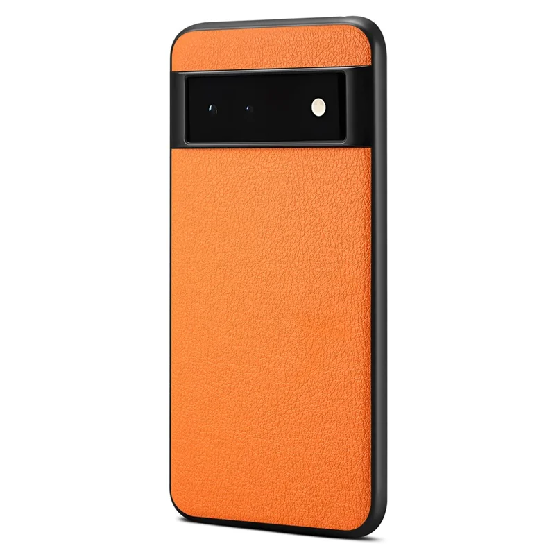 For Google Pixel 6 Phone Case PU Leather+PC+TPU Cover Calf Texture - Orange